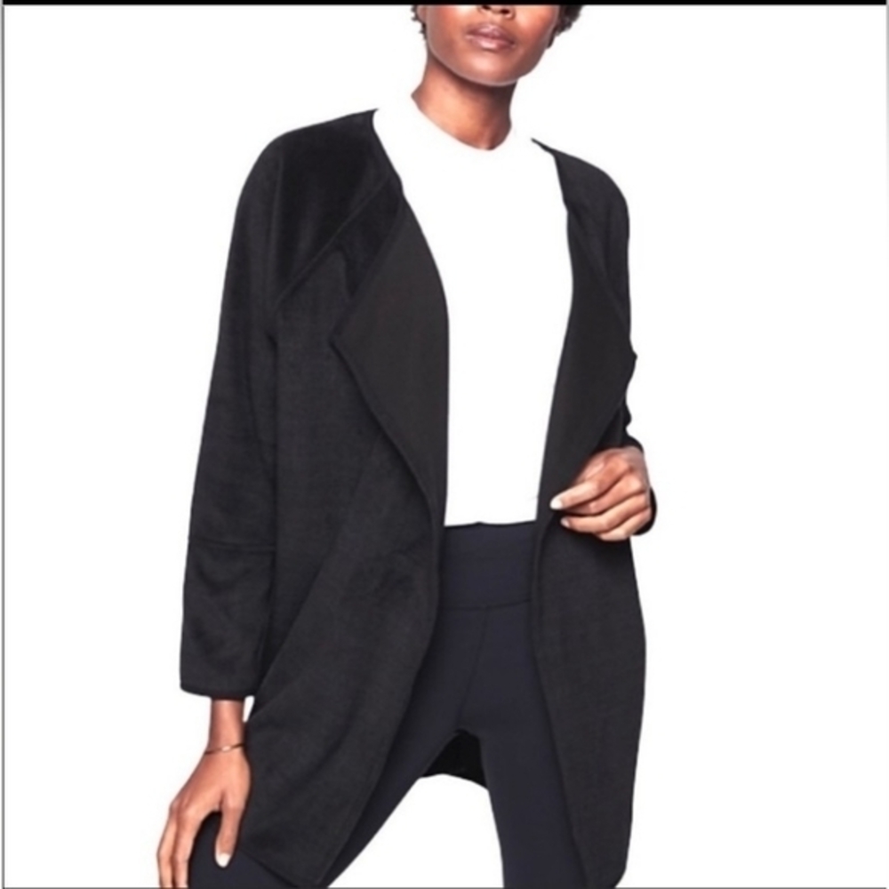 Athleta Women's Black Cozy Karma Fleece Cardigan Size Medium Pre-owned
